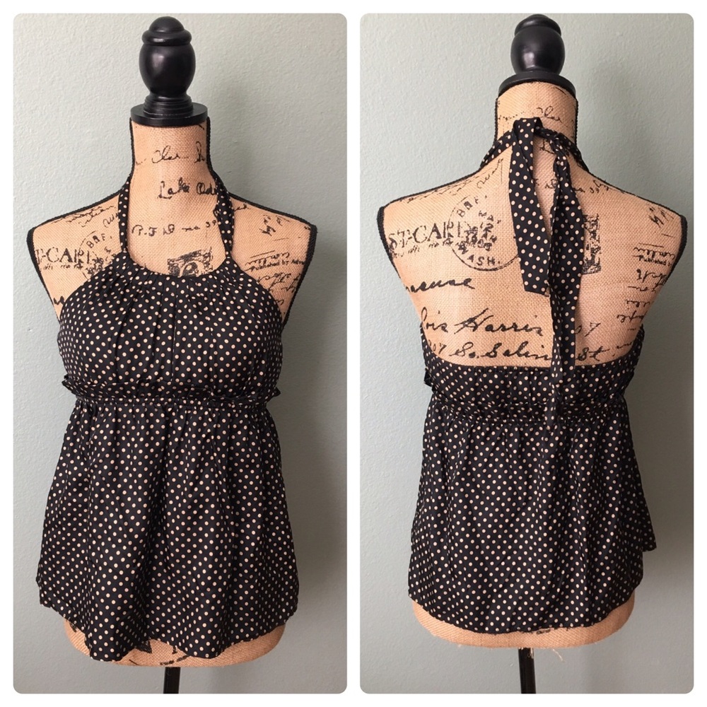 Betsey Johnson size 2 brown polka dot halter top!